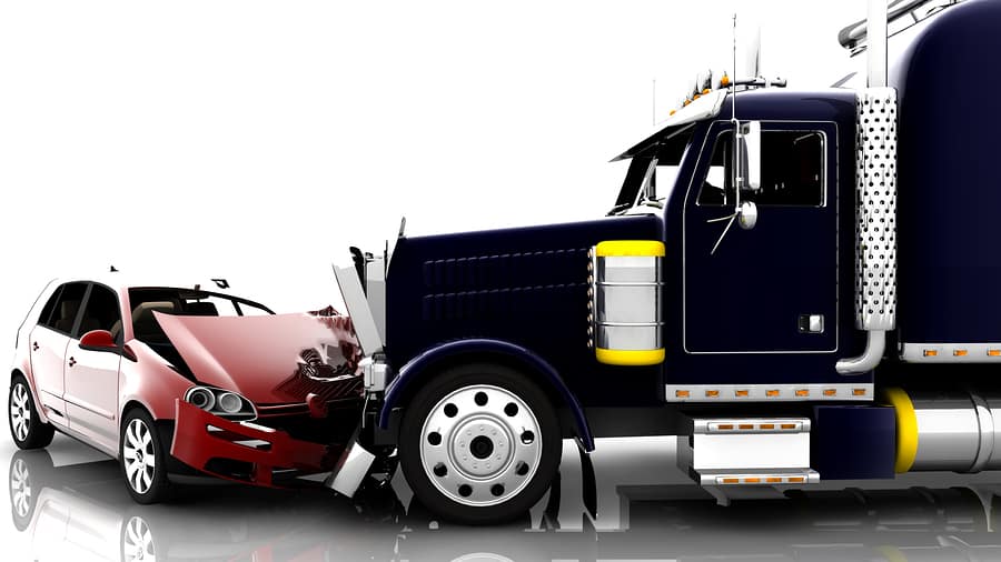 Accident Between A Car And A 18-wheeler Truck